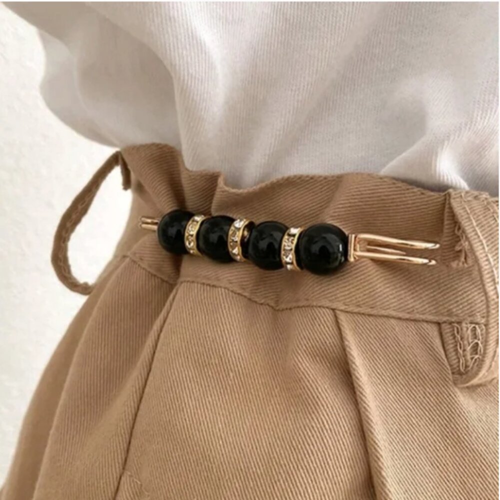 3pcs Rhinestone & Bead Decor Safety Pin